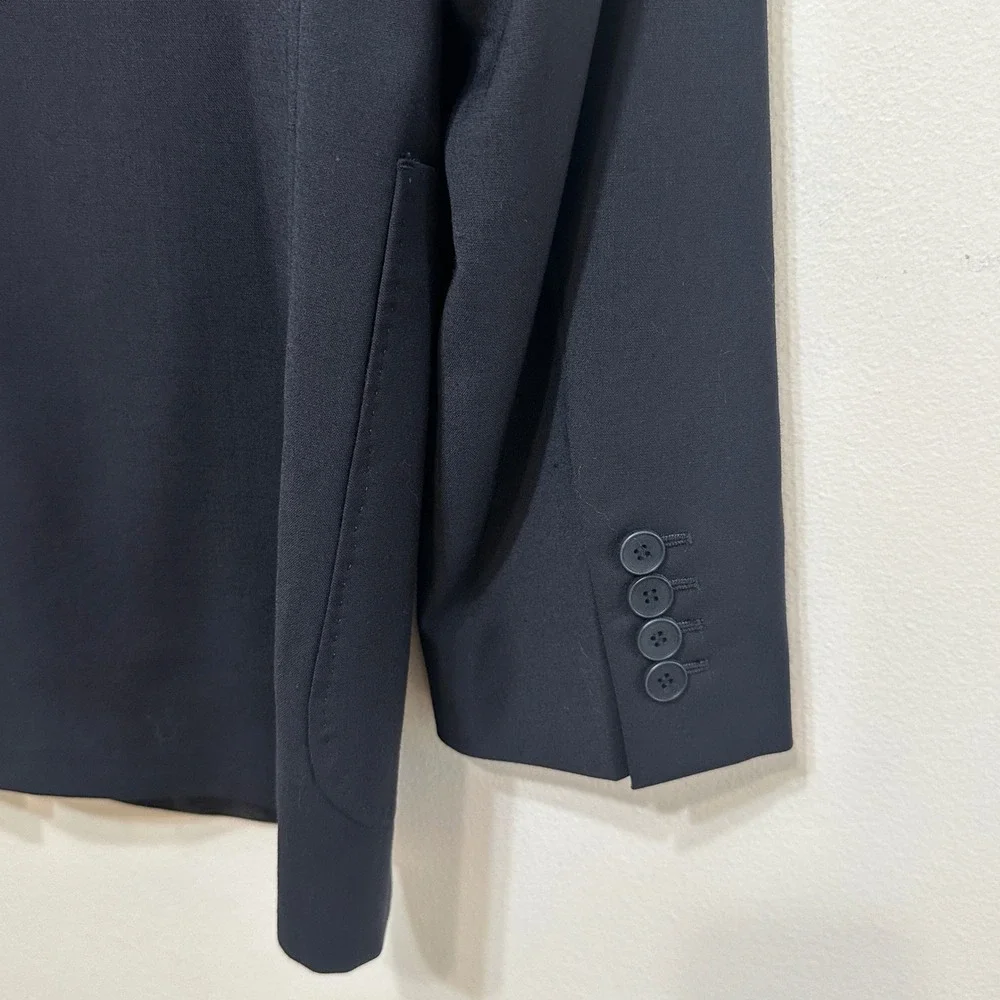Lacoste Sport Coat Mens Medium 40 Navy Blue Wool Blend Pick Stitch Blazer Preppy